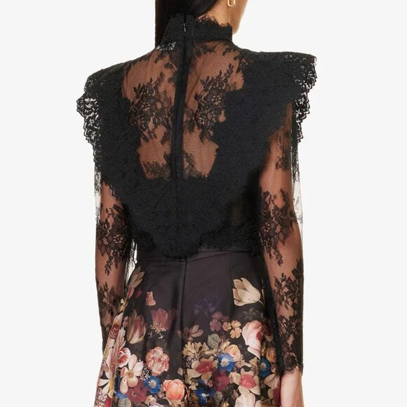 Zimmermann Sensory Floral Embroidered Lace Top Black Size AU 0 US 4 - Picture 12 of 12